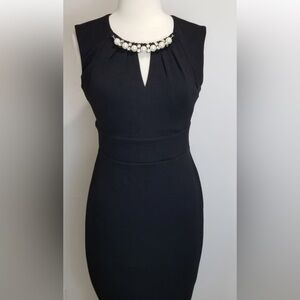 EUC | Bisou Bisou Black Bodycon Sleeveless Keyhole Pearl Dress | Size 2X